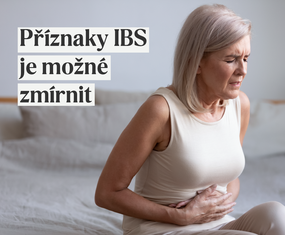 Anatomická ilustrace syndromu dráždivého tračníku – zvýrazněné oblasti IBS v trávicím traktu